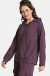 Rosaline Waffle Knit Cotton Full Length Hoodie - Italian Plum — thumbnail 2
